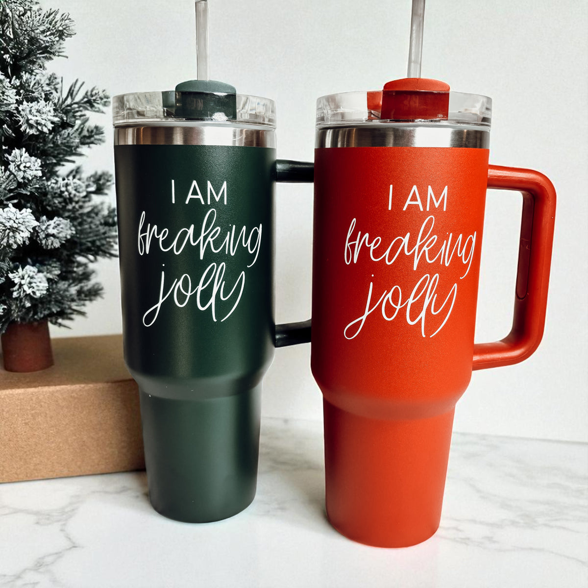 Christmas humor tumbler 40oz red and green - I am freaking jolly holiday drinkware
40oz Christmas tumbler red green - I am freaking jolly funny saying